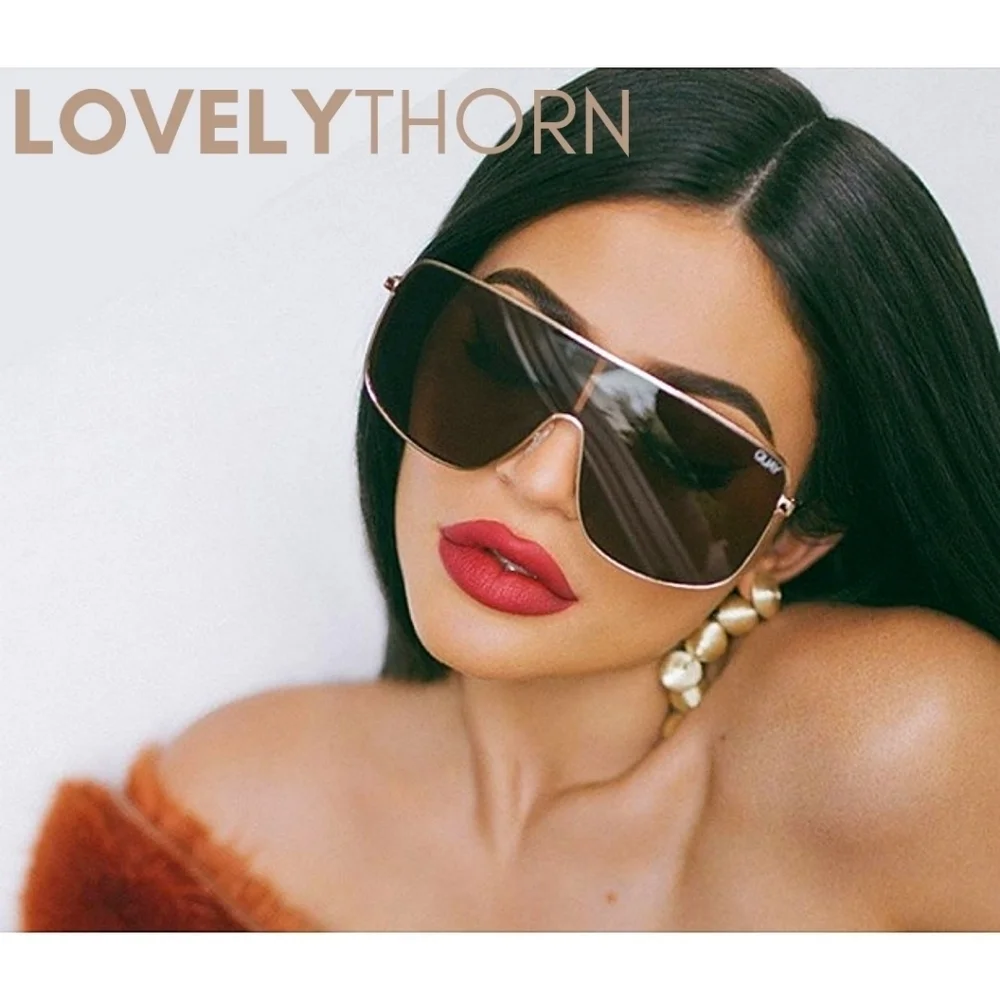 QUAY // ltd ed kylie jenner collab gold frame brown lens shield sunglasses